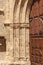 Close up of portico of Church of San Miguel in Ampudia. Spain