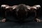 Close-up portrait of afro american sports man, doing pushup exercise