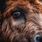 Close-up portrait of alpaca bull face with brown eyes.AI generated