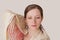 Close-up portrait of a beautiful young woman dancing flamenco