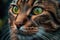 Close up portrait of brown tabby cat. AI generated