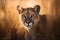 Close-up portrait of a cougar (Puma concolor) in the Okavango Delta, Botswana.