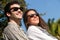 Close up portrait of couple with sunglasses