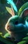 Close up portrait of cute baby rabbit, tropical forest, Highly Detailed Illustration