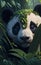 Close up portrait of cute panda, tropical forest, Highly Detailed Illustration