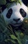 Close up portrait of cute panda, tropical forest, Highly Detailed Illustration