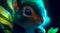 Close up portrait of cute squirrel, tropical forest, Highly Detailed Illustration