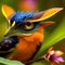 Close up portrait fantasy bird. Generative AI