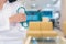 Close up portrait of female doctor standing posing in front of hospital office