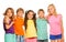 Close-up portrait of five kids standing together