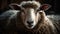 A close-up portrait of a fluffy sheep captured. Generative AI