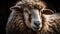 A close-up portrait of a fluffy sheep captured. Generative AI