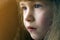 Close up portrait of happy smiling little girl with beautiful thick hair