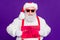 Close-up portrait of his he nice angry aggressive evil mad fury bearded Santa demonstrating placard wanted search needed