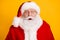 Close-up portrait of his he nice funny astonished amazed stunned wondered white-haired elderly Santa isolated over