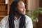 close-up portrait of intelligent black guy with locks