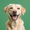 Close-up portrait of a Labrador retriever isolated on plain background. AI generated.