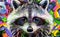 Close up portrait of a raccoon