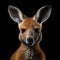 Close-up Portrait of Red Kangaroo on Isolated Black Background