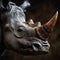 Close up portrait of rhinoceros with horn Generative AI