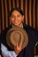 Close up portrait of young indigenous latin american man