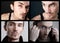 Close-up portraits of man\'s face. Collage.