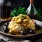 Close-up of Portuguese Bacalhau with Potatoes and Olives