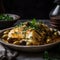 Close-up of Portuguese Bacalhau with Potatoes and Olives