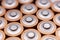 Close up of positive ends of AA batteries