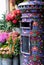 Close up of post box covered in Liberty print, located in the flower shop outside Liberty of London store.