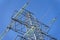 Close-up of Power line in blue sky, conductors, withstand surges due to switching lightning