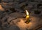 Close up of a Prayer burning candle in a church in St. Stephen`s Cathedral, Vienna. Religious concept