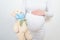 Close-up pregnant woman\'s belly with teddy toy bear. Pregnancy, parenthood, preparation and expectation concept.  Pregnancy woman