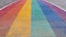 Close up of Pride Rainbow Sidewalk Crosswalk in downtown