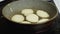 Close-up of the process of frying pancakes in a frying pan