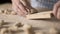 Close up process of homemade vegan gnocchi pasta with wholemeal flour making. The home cook rolls the dough on the wooden chopping