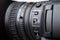Close up of professional video camera lens
