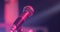 Close up of a professional vocal wire microphone on a microphone stand