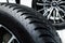 Close up profile modern car tyres