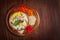 Close-up of puja thali pooja plate during preparation of Rakhsa Bhandhan. This festival is traditionally Indian festival for