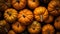 Close up pumpkins full frame fresh background. Organic pumpkins.