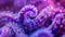 A close up of a purple and blue sea creature with bubbles, AI