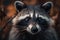 a close up of a raccoon with a blurry background