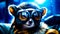 Close up of raccoon wearing pair of goggles. Generative AI