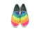 Close up on rain shoes with rainbow color