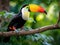 Close-up of a rainbow-billed toucan