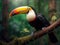 Close-up of a rainbow-billed toucan