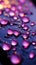 Close up Raindrops on window with soothing purple light illuminating them