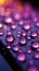 Close up Raindrops on window with soothing purple light illuminating them