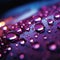 Close up Raindrops on window with soothing purple light illuminating them